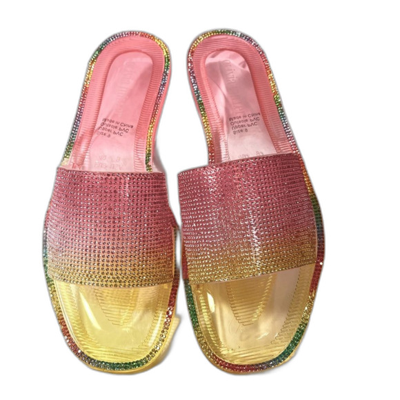 Olivia Miller Shoes - Olivia Miller jelly rhinestone slip on gradient pink to yellow size 9 NWOT